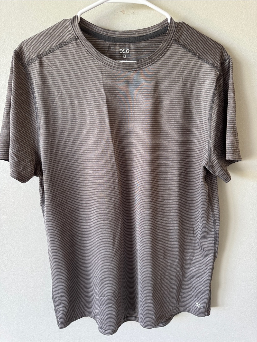 DSG Men’s Gray Micro-Stripe Short Sleeve Performance Tee